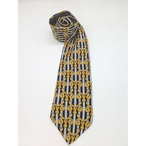 Vintage Versace Men's Medusa Silk Tie Handmade in Spain Black Gold 60"
